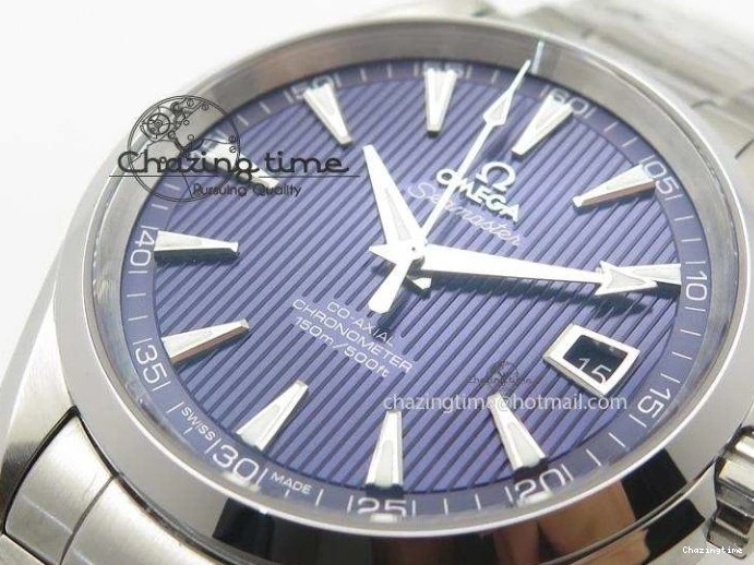 0324 Affordable Aqua Terra 150M SS 1:1 Best Edition Deep Blue Textured Dial On SS Bracelet A 8253
